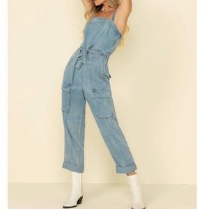 NWT Free People Go West Jumpsuit Mirage Blue